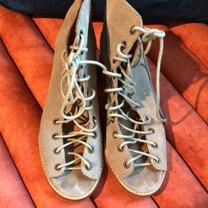 Jeffrey Campbell Cors Women's Lace-Up ankle boot - Gray taupe suede 8.5